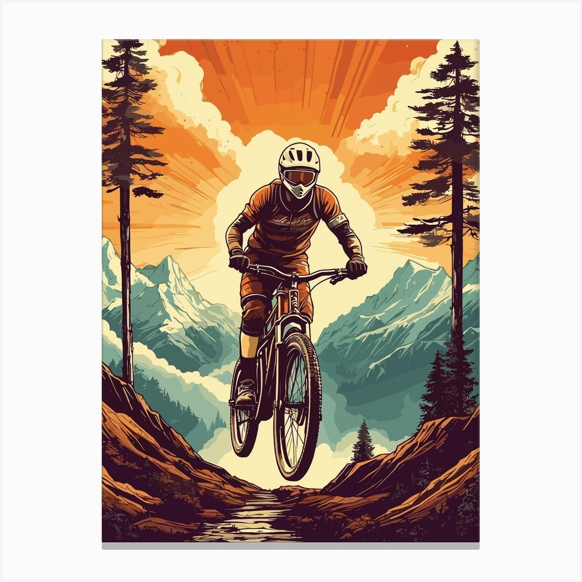 Retro Mtb Downhill Art Print by Vicky Hanggara Fy