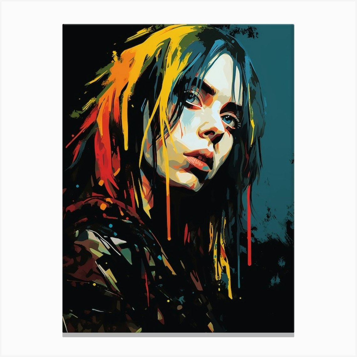 Billie Eilish Pop Art Abstract 5 Canvas Print by Print Cult - Fy