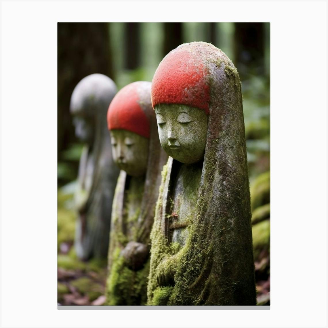 Jizo Statues Japanese Style Illustration 6 Canvas Print by