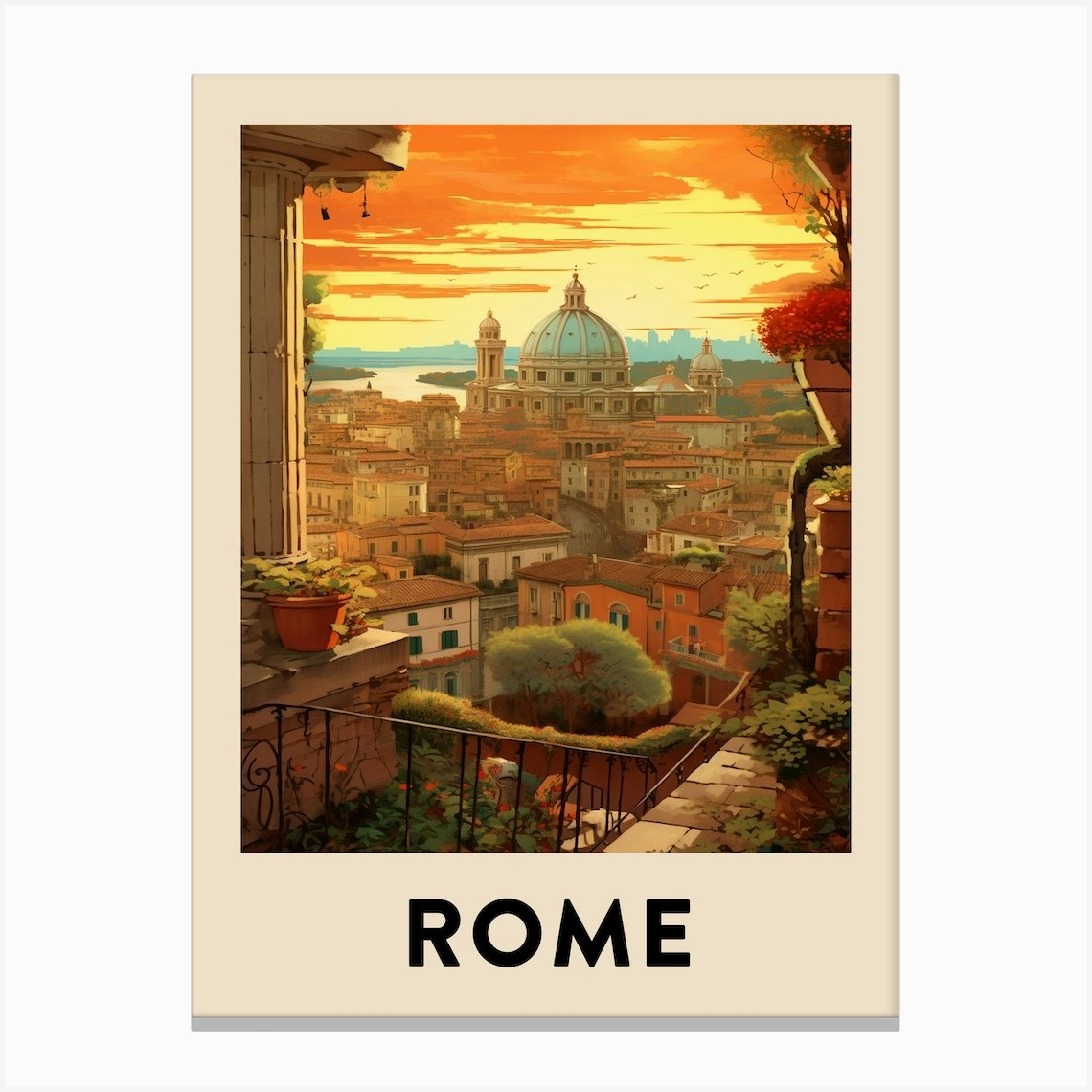 vintage travel poster rome