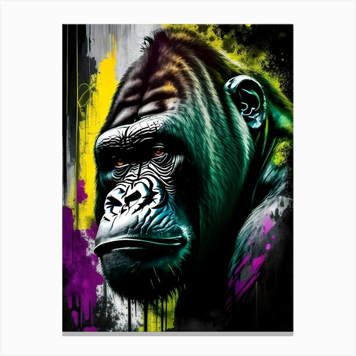 Gorilla With Graffiti Background Gorillas Graffiti Style 4 Canvas Print ...