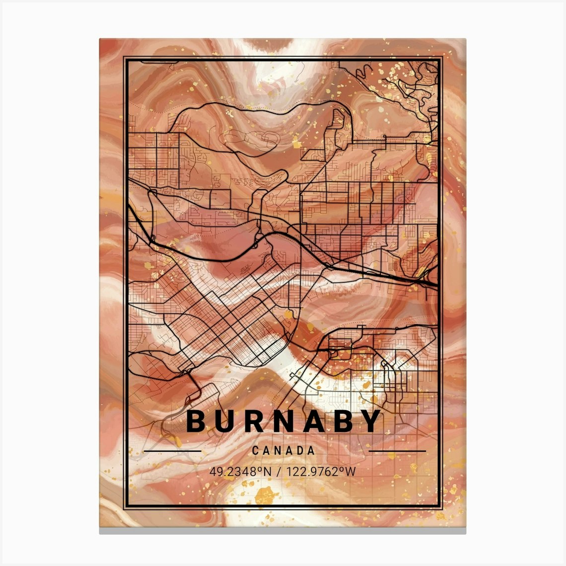 Burnaby Map Canvas Print by T.9.8 - Fy