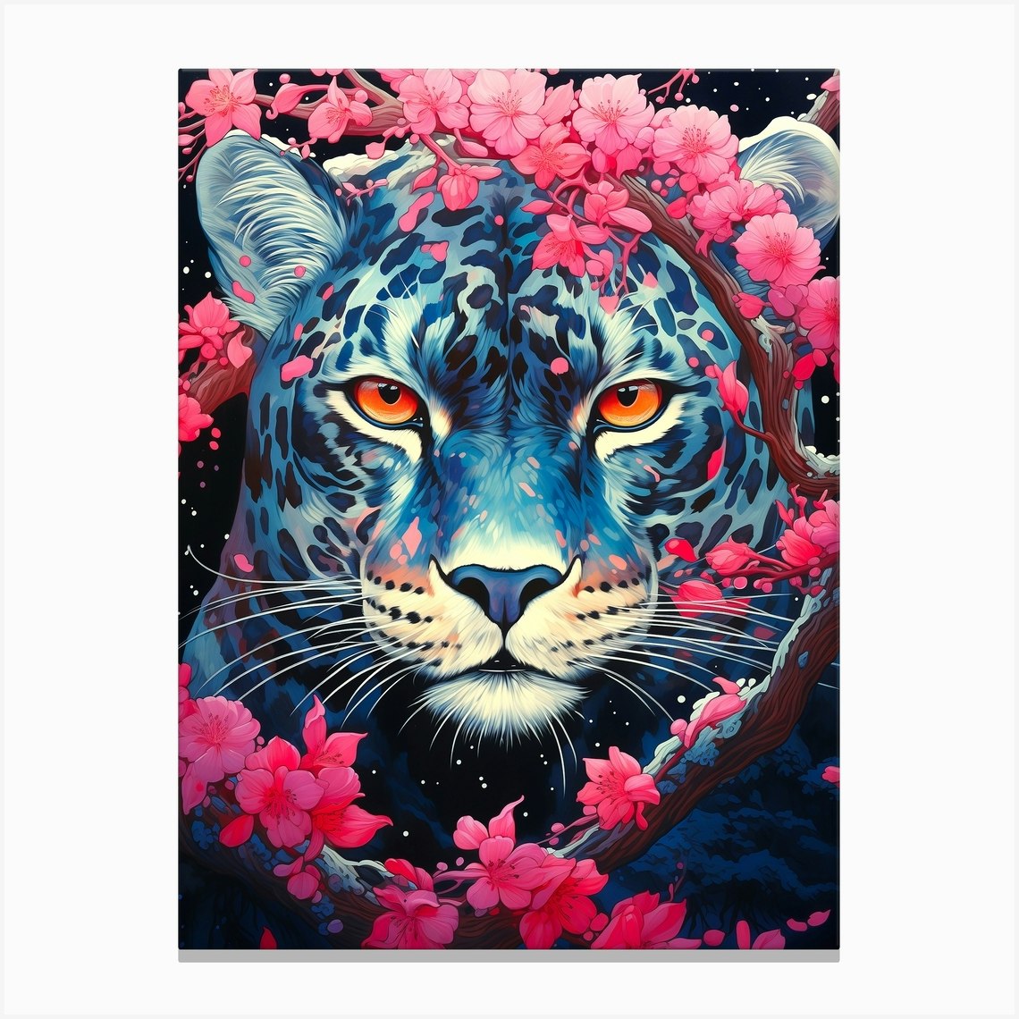 Leopard In Cherry Blossoms Canvas Print by nykolas - Fy