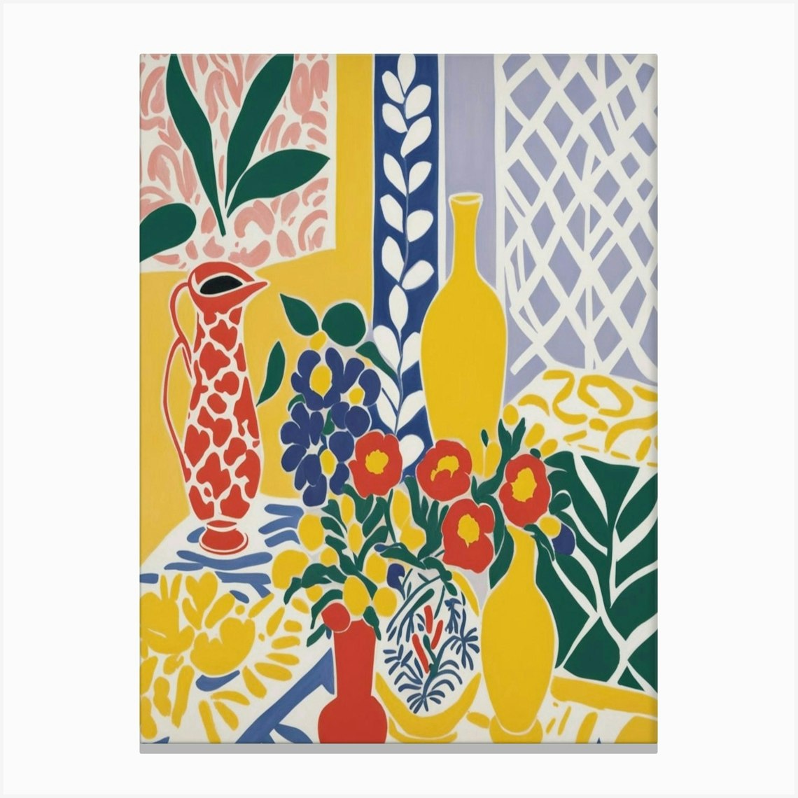 'Flora And Fauna' Matisse Style Canvas Print by T.9.8 - Fy