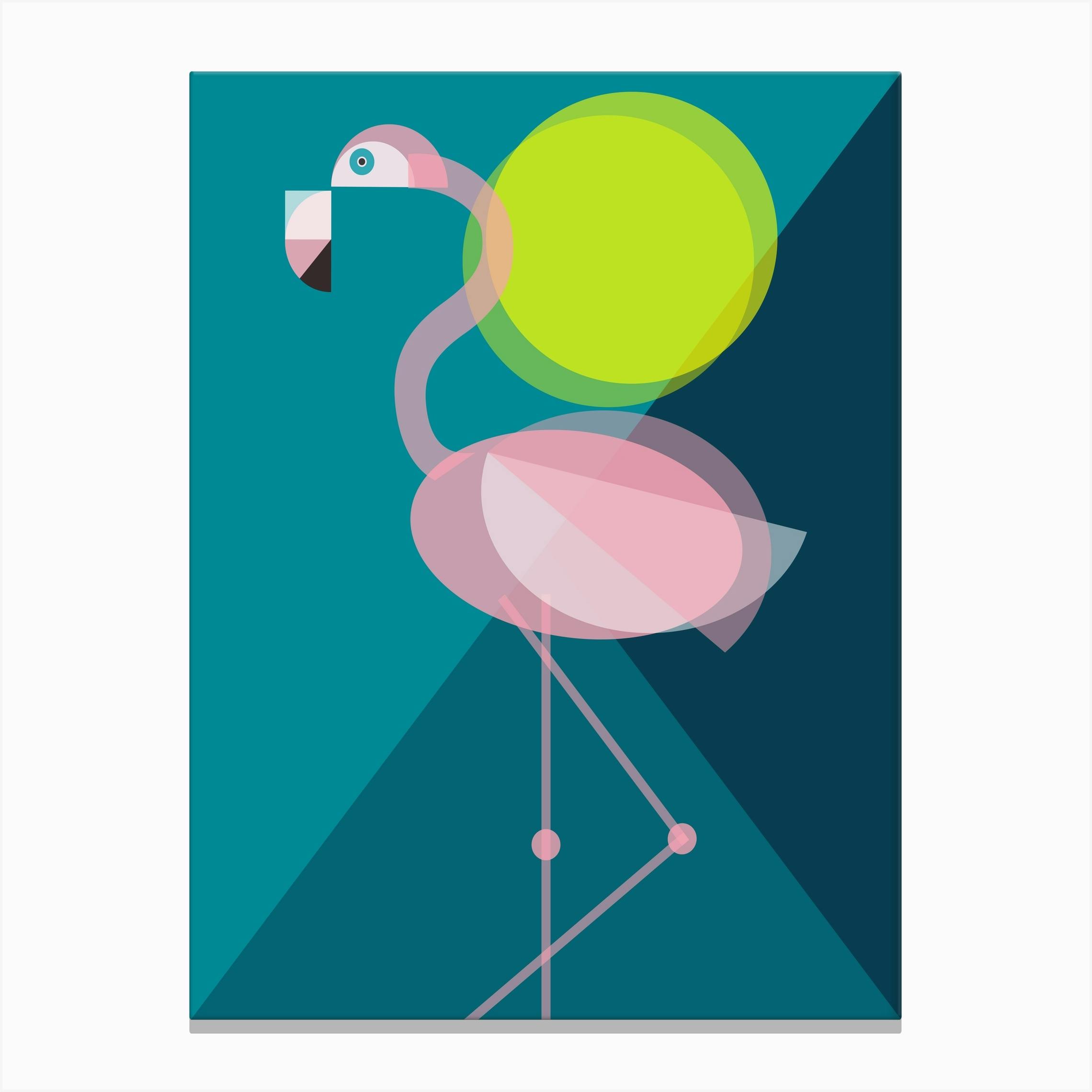 Mid Century Geometric Flamingo Canvas Print