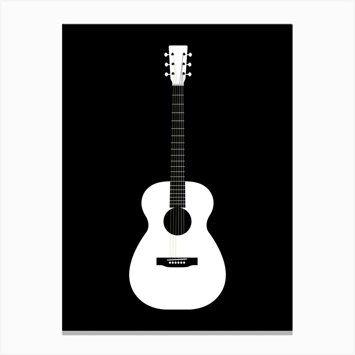 Black And White Minimalist Acoustic Guitar Illustration 1 Canvas Print By Andika Bahtiar Fy 0779