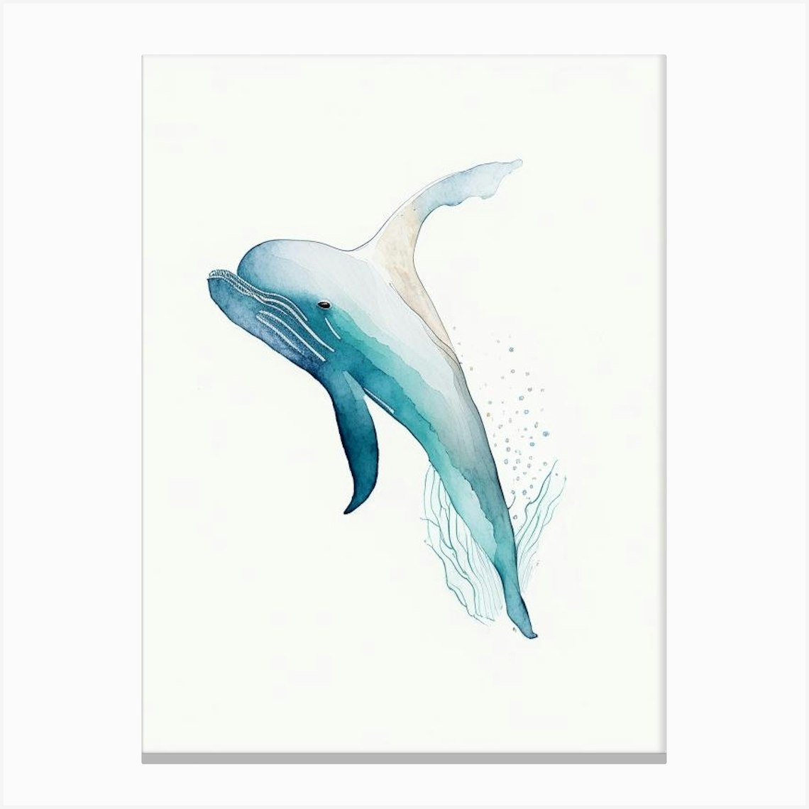 Ginkgo Toothed Beaked Whale Minimilist Watercolour (1) Canvas Print by ...