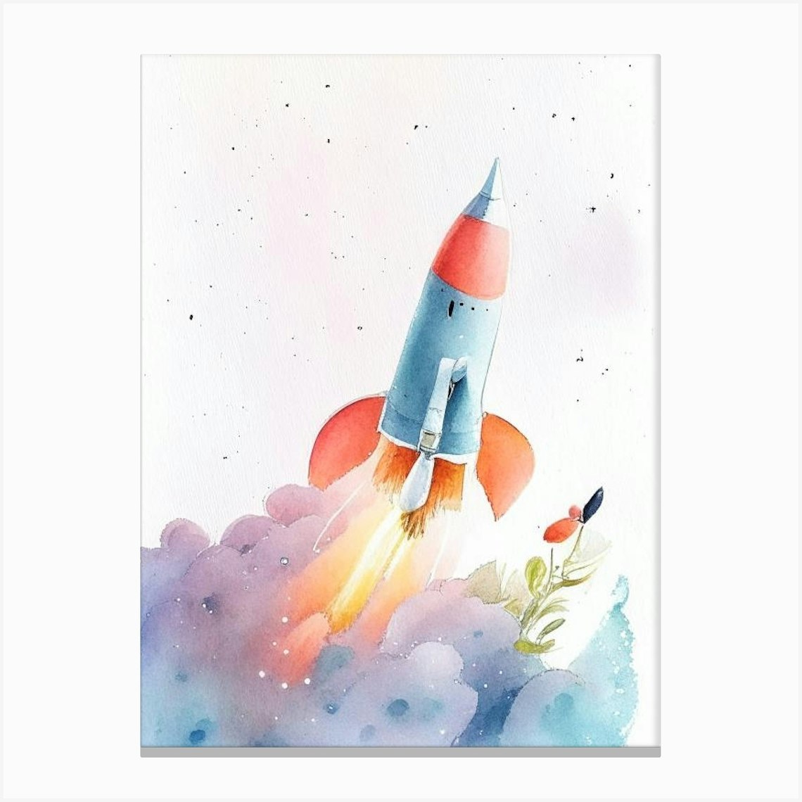 Rocket Gouache Space Canvas Print by Outer Space - Fy