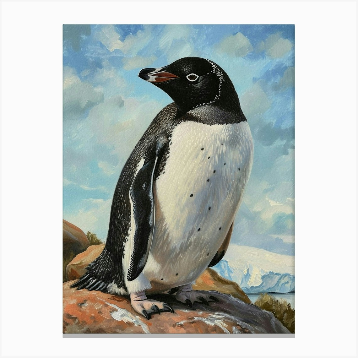 Adlie Penguin Bartolom Island Oil Painting 4 Canvas Print by Energy of ...