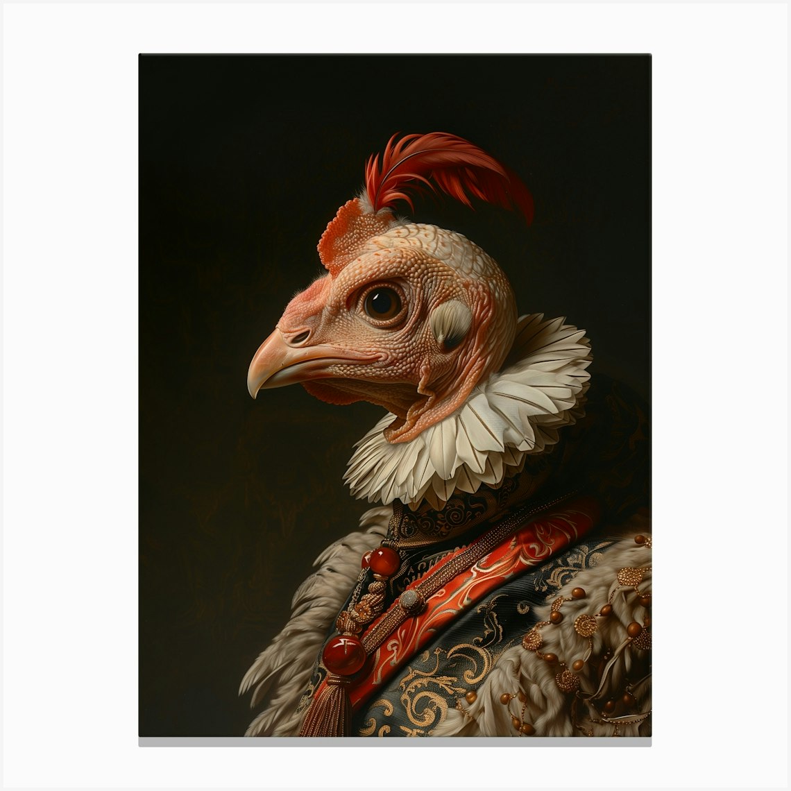 Renaissance Chicken Portrait Canvas Print by RicoMagico - Fy