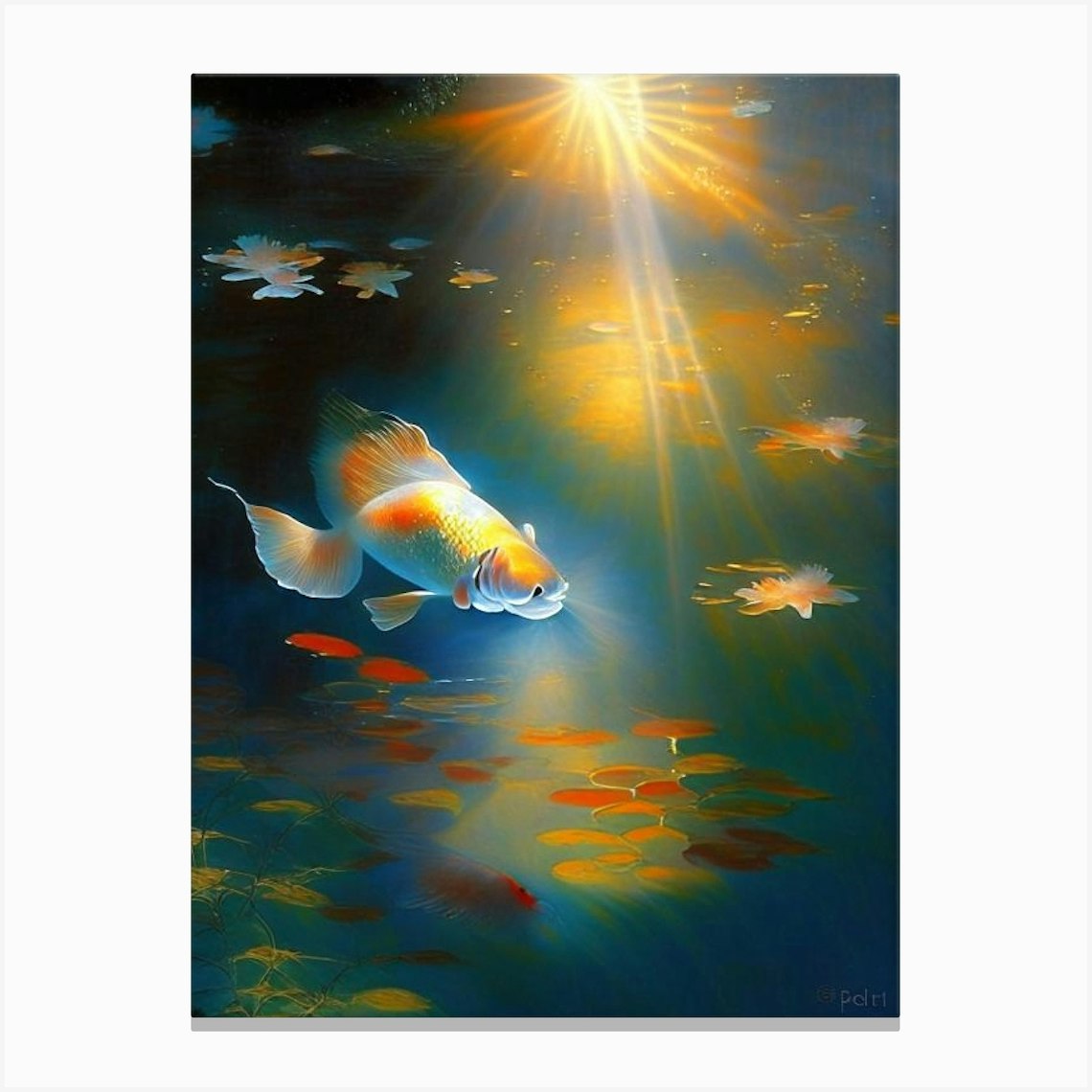 Ghost Koi Fish Monet Style Classic Painting Canvas Print by Koi