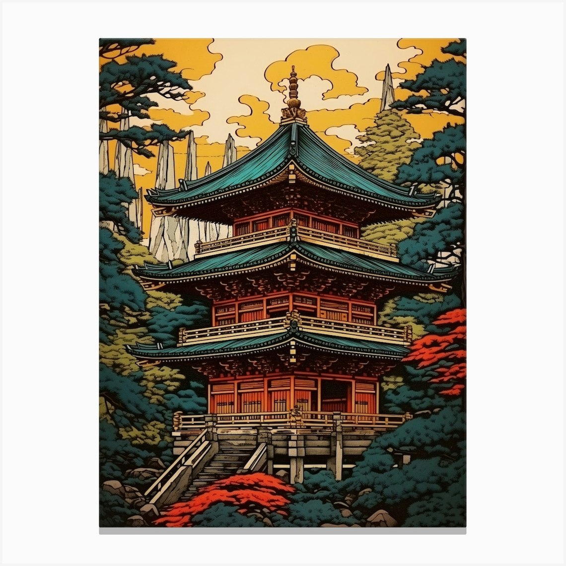 Nikko Toshogu Shrine Japan Vintage Travel Art 3 Canvas Print By Travel