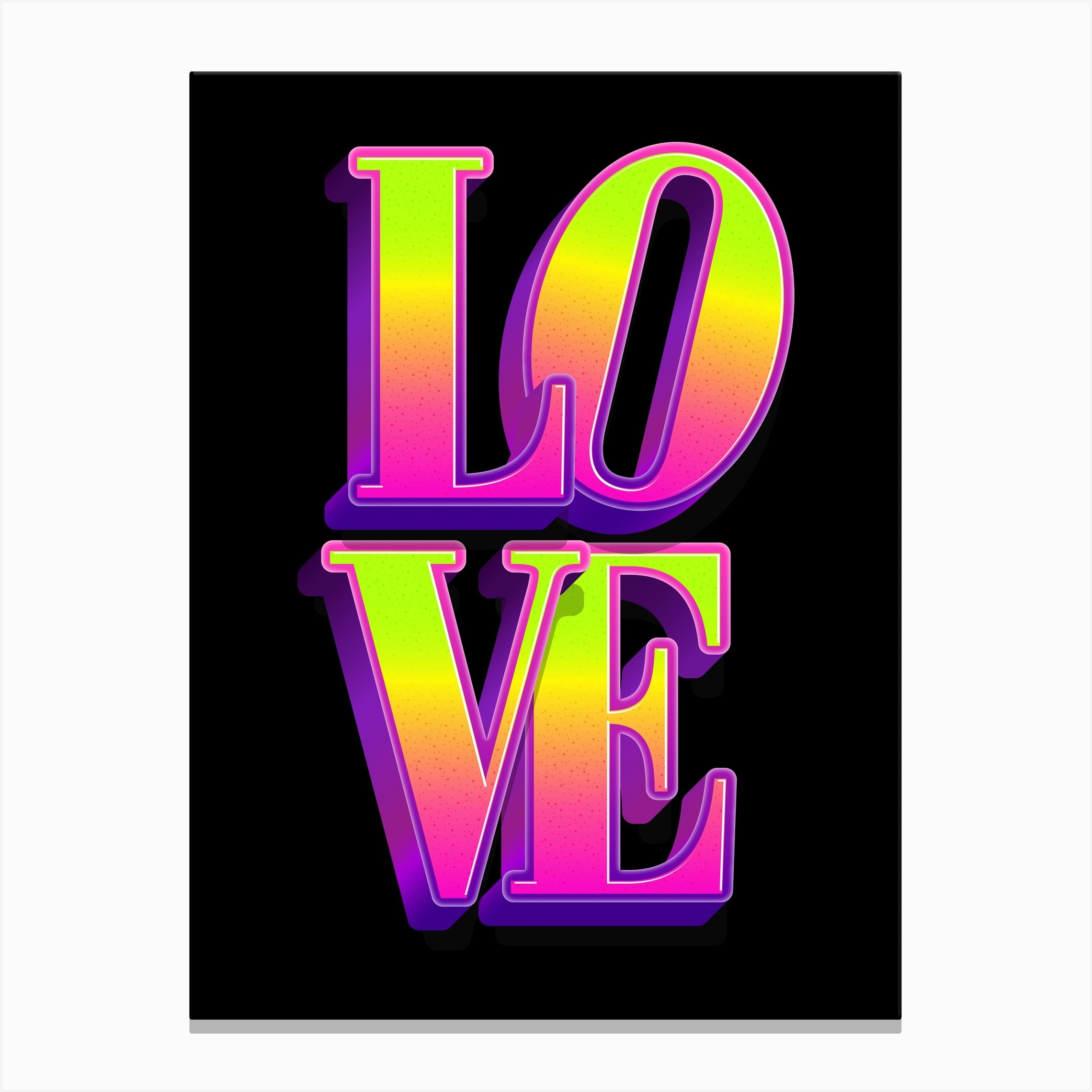 Love Neon Black Canvas Print by Mambo - Fy