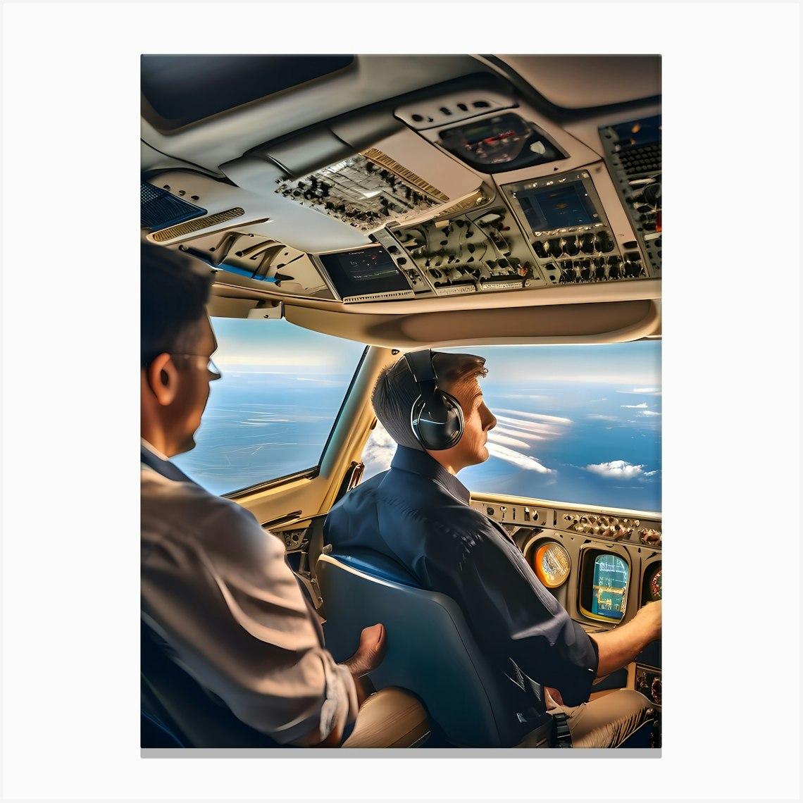 Two Pilots In The Cockpit Reimagined Canvas Print By Hall O Gram