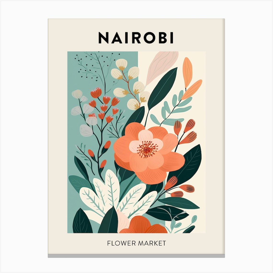 Flower Market Poster Nairobi Kenya Canvas Print by The Art of Adventure