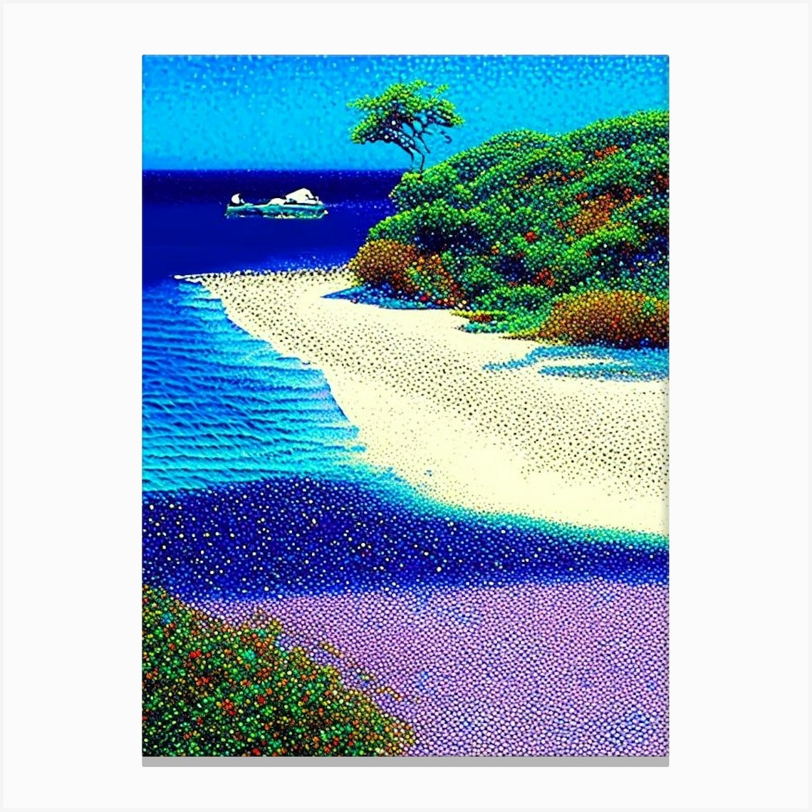 Jericoacoara Brazil Pointillism Style Tropical Destination Canvas Print By Coconut Cove Fy 5356