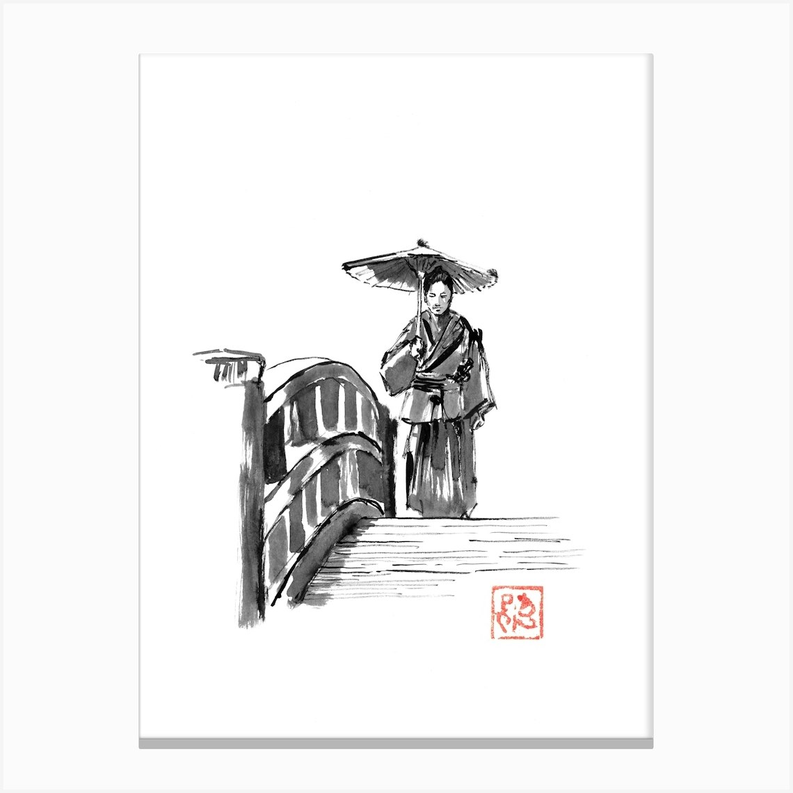 Samurai On The Bridge Canvas Print By Pechane Sumie   Fy