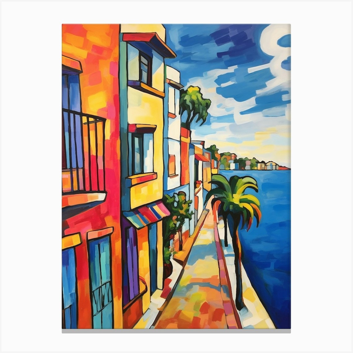 Limassol Cyprus 3 Fauvist Painting Canvas Print by MedArt Fy