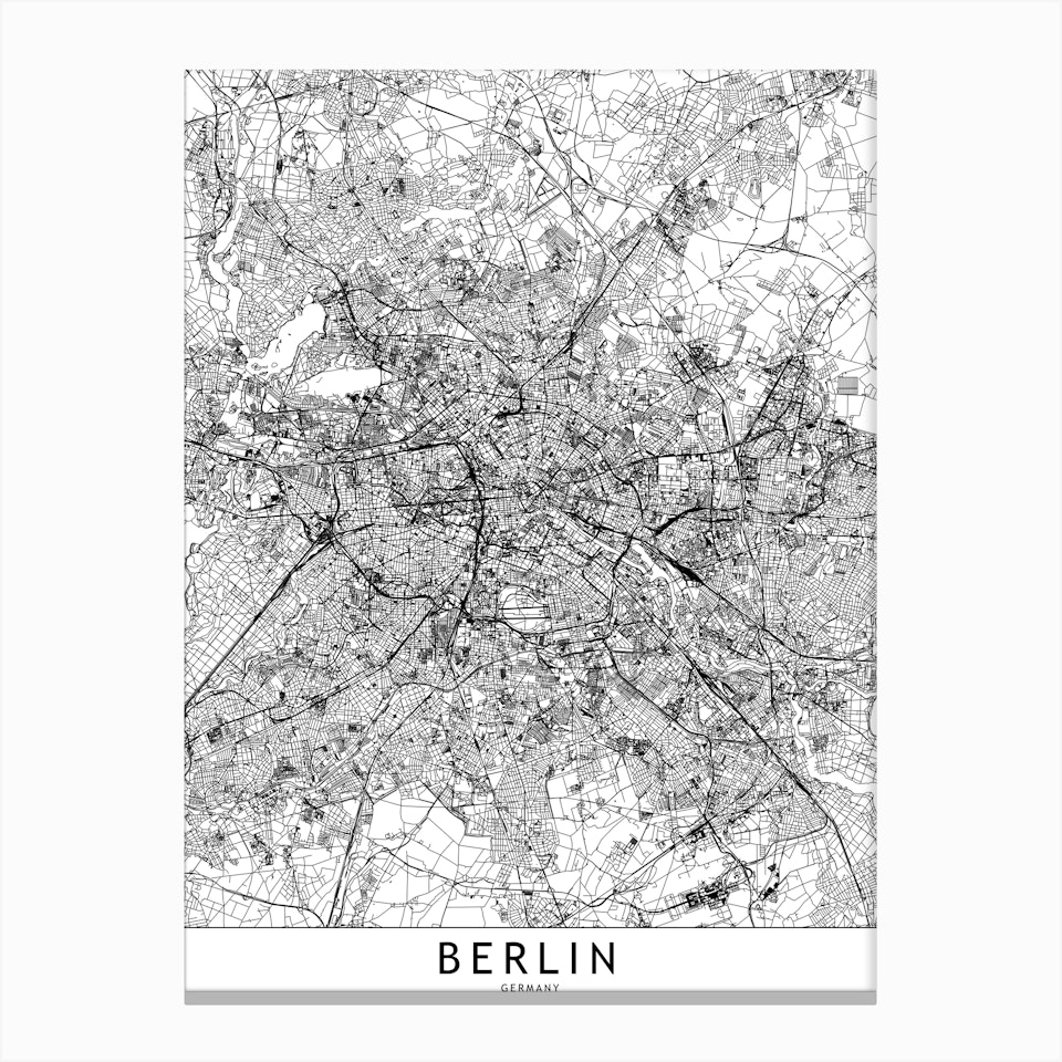 Berlin White Map Art Print I by multipliCITY - Fy