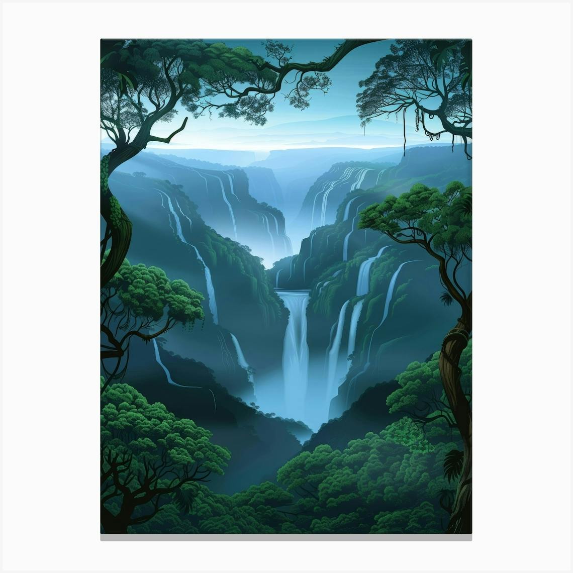 絵画 Spectacular Waterfall Amazon.com: Bob Ross Spectacular Waterfall Art Print