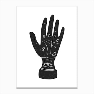 Palmistry Hand Black Art Print by Thunder and Icecream - Fy