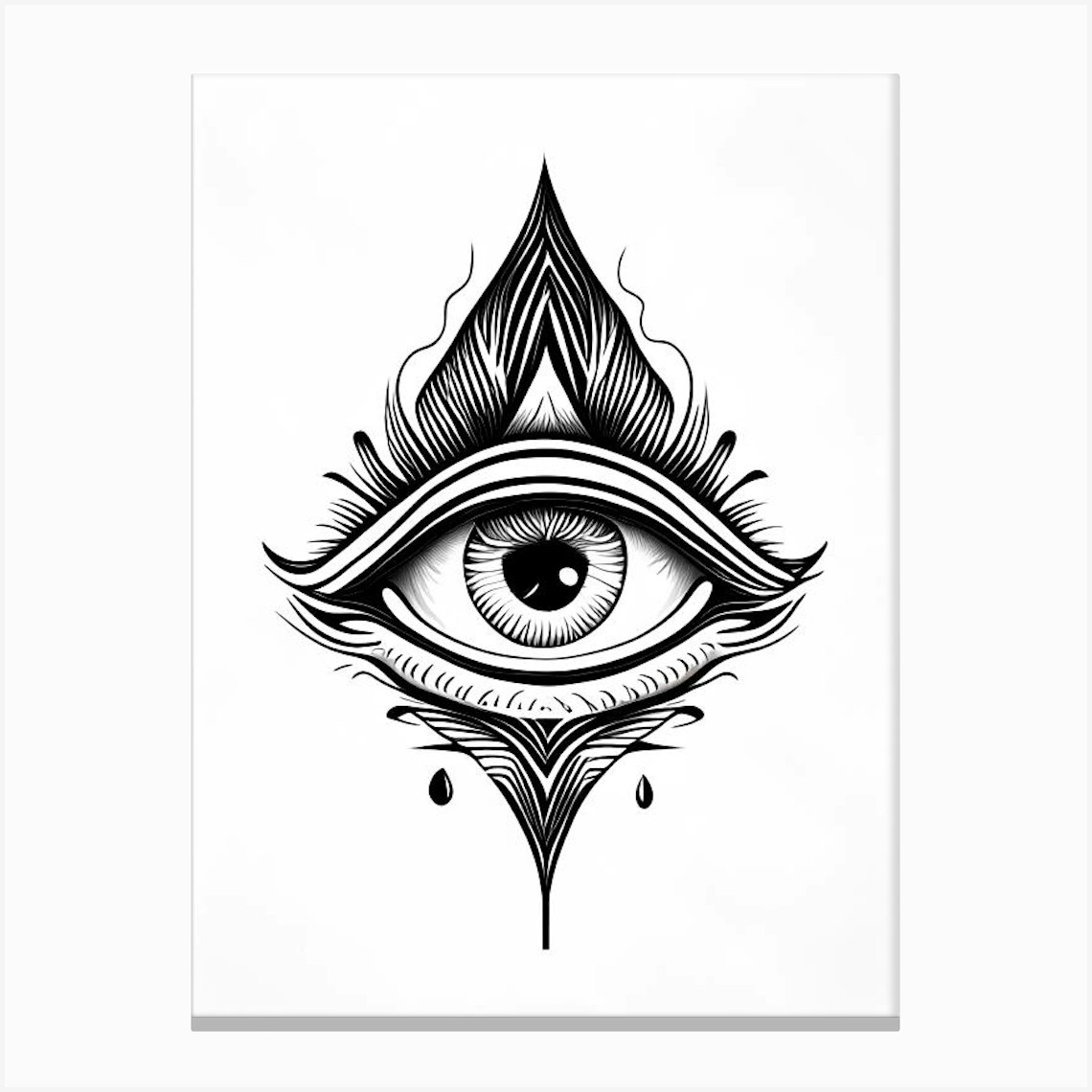 Intuition, Symbol, Third Eye Simple Black & White Illustration 6 Canvas ...