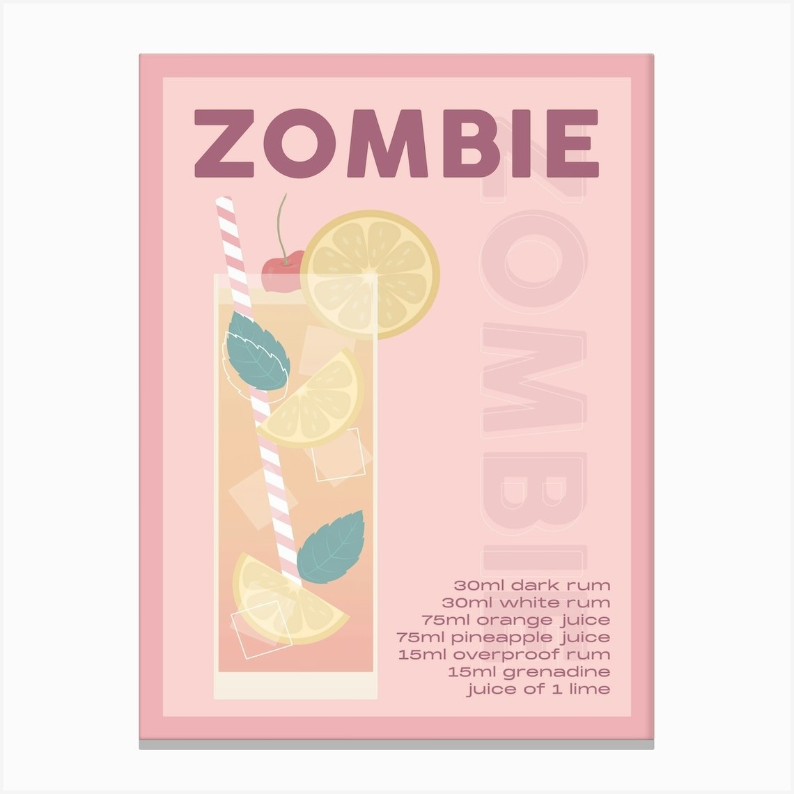 Pink And Burgundy Zombie Cocktail Canvas Print By Alaina Creates Fy