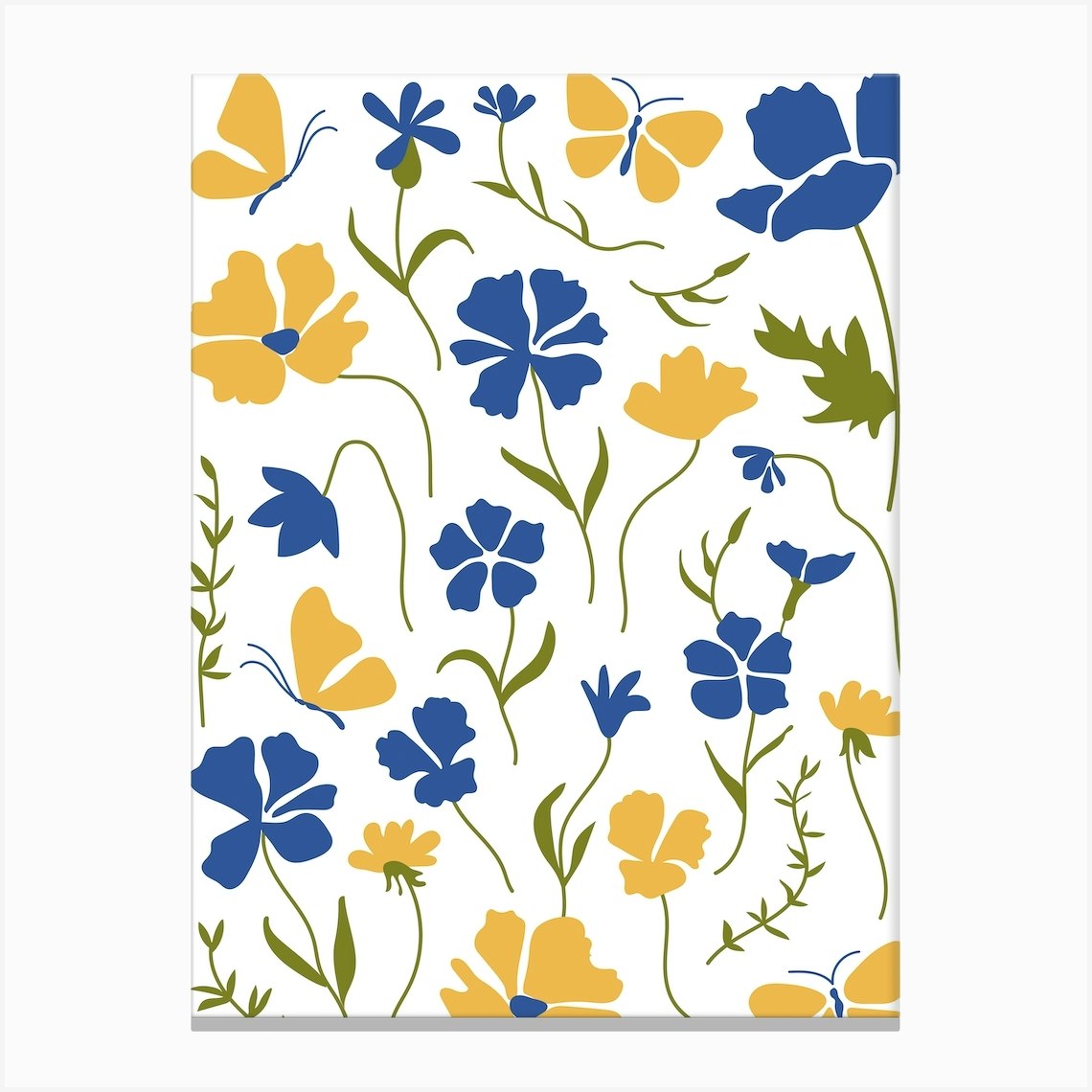 Blue And Yellow Flowers Canvas Print by Artsy Bessy Fy