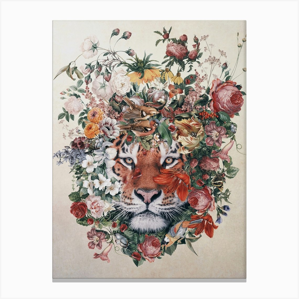 Flower Tiger Canvas Print by Riza Peker - Fy