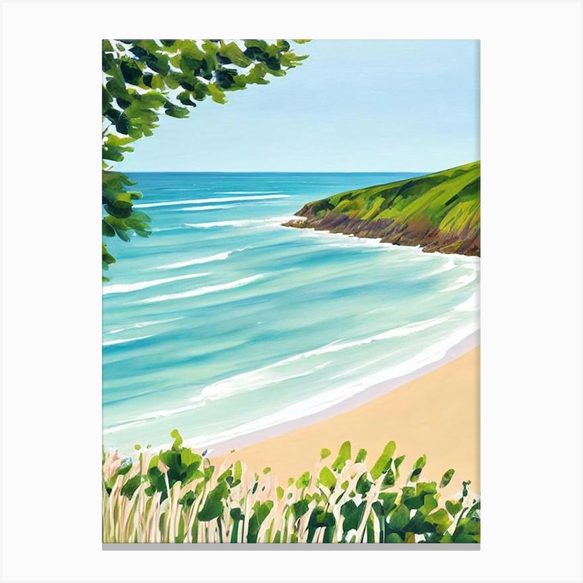 Woolacombe Beach, Devon Contemporary Illustration 1 Canvas Print by ...