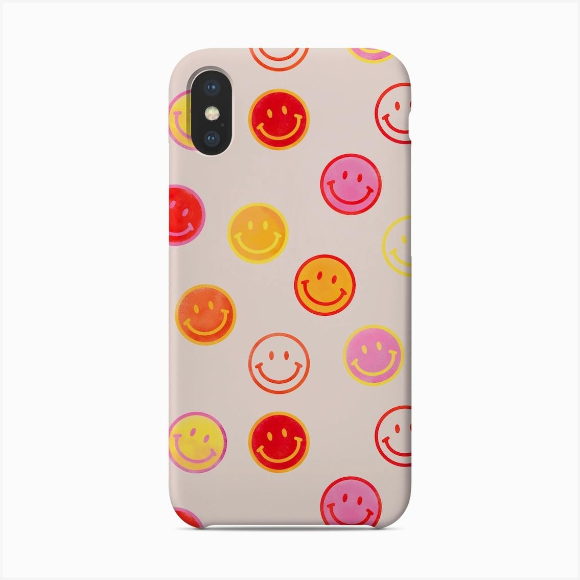 Smiley Faces In Pink And Yellow Phone Case by showmemars Fy