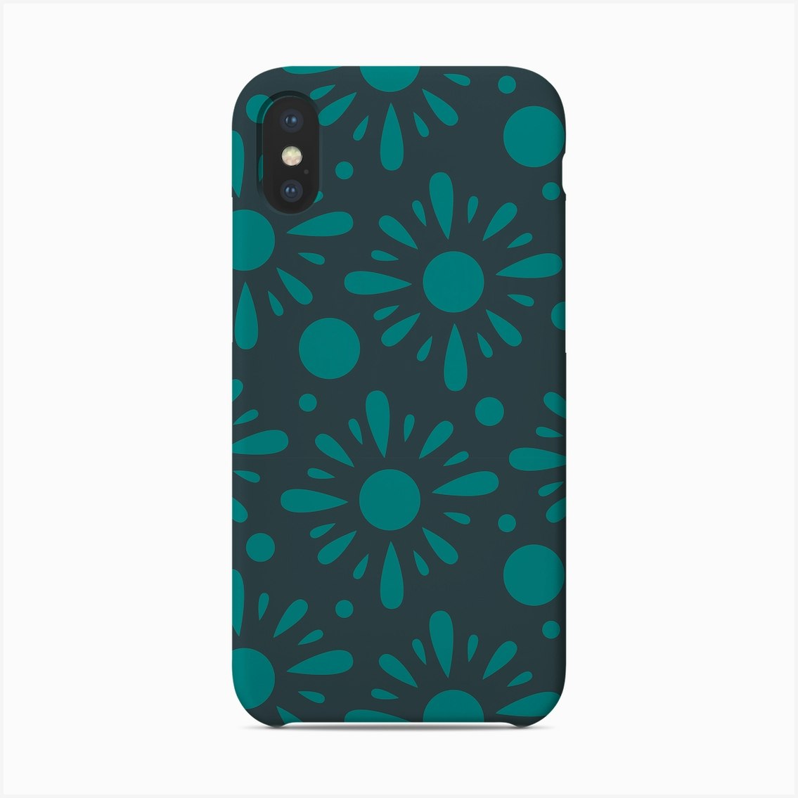 Green Suns On Dark Blue Pattern Phone Case by BlueLela Fy