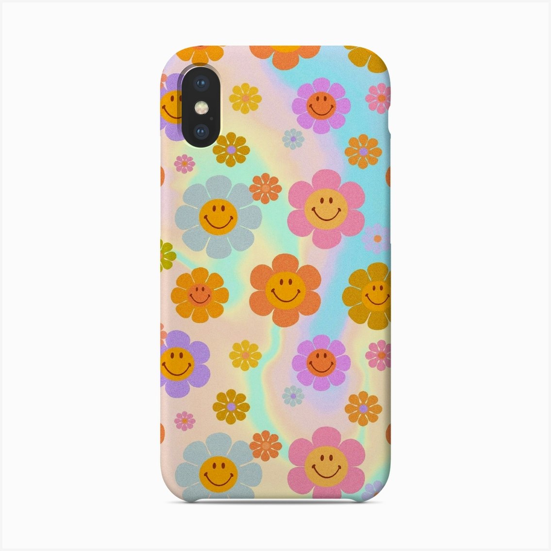 Rainbow Smiley Flowers Phone Case by Dear Darling Studio - Fy