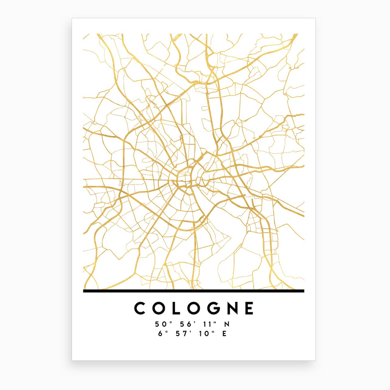 Cologne Germany City Street Map Canvas Print by Deificus - Fy