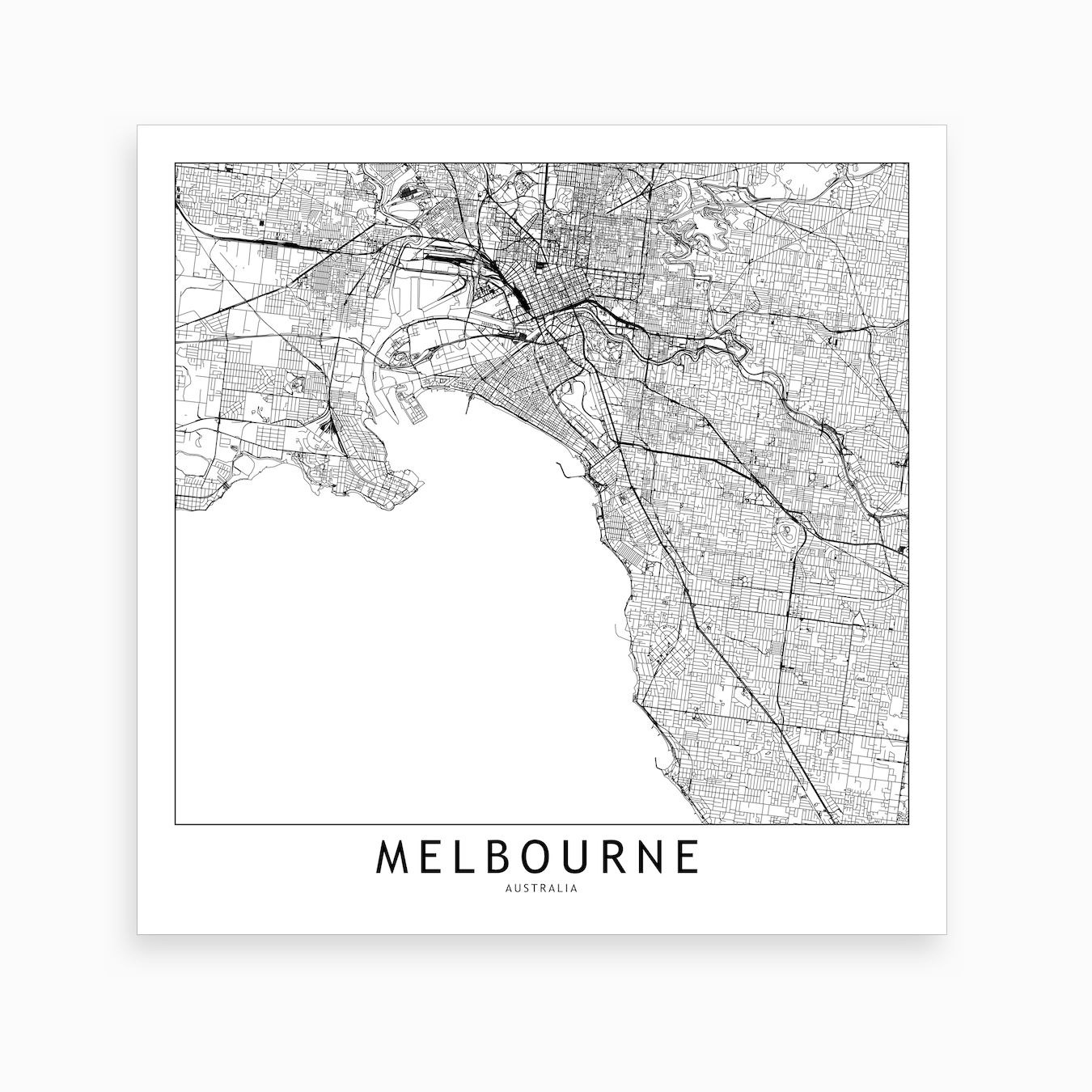 Melbourne Map Art Print I by multipliCITY Fy