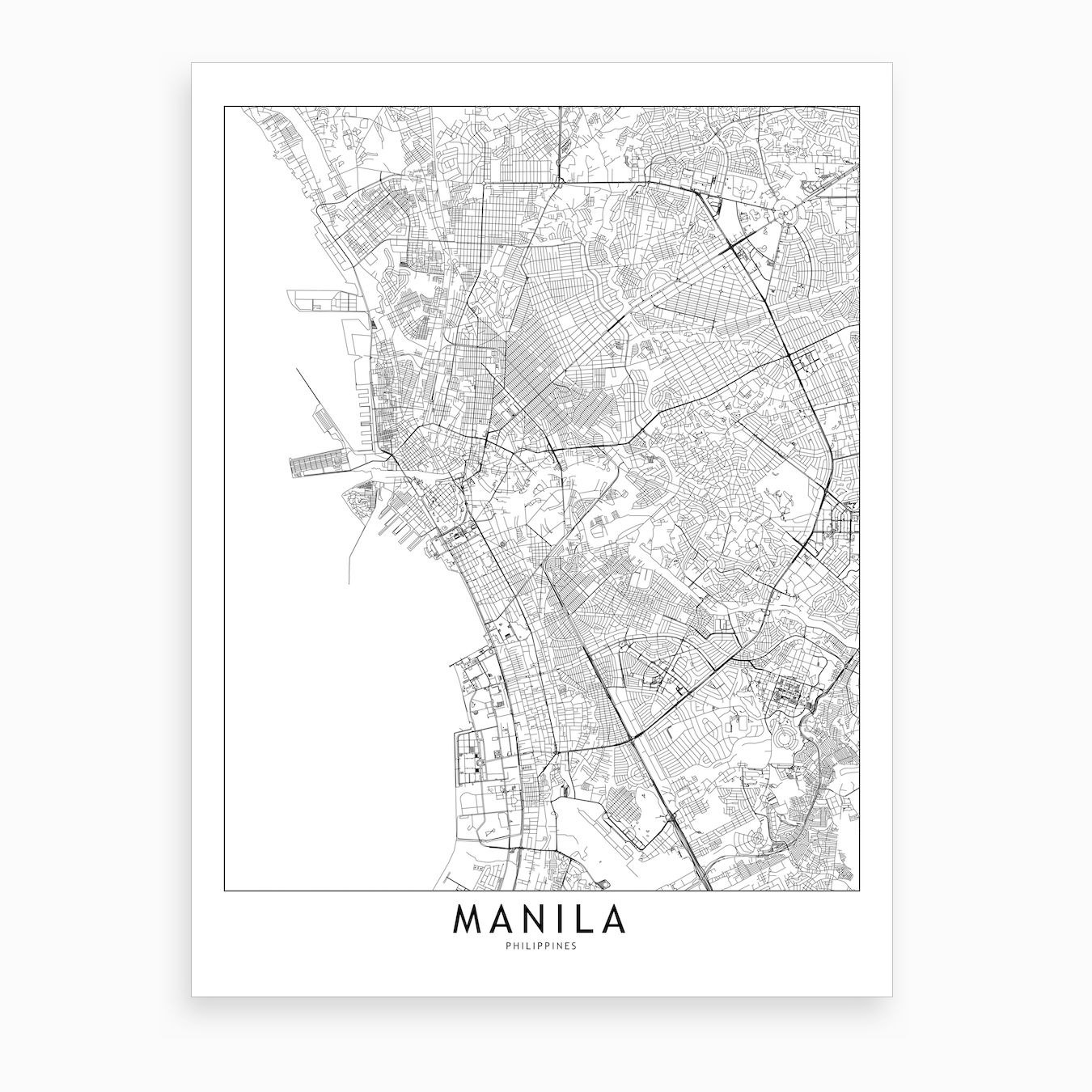 Manila White Map Art Print by multipliCITY - Fy