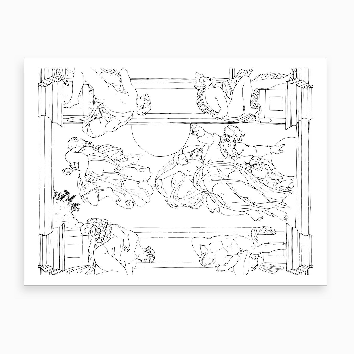Sistine Chapel Hands Coloring Page
