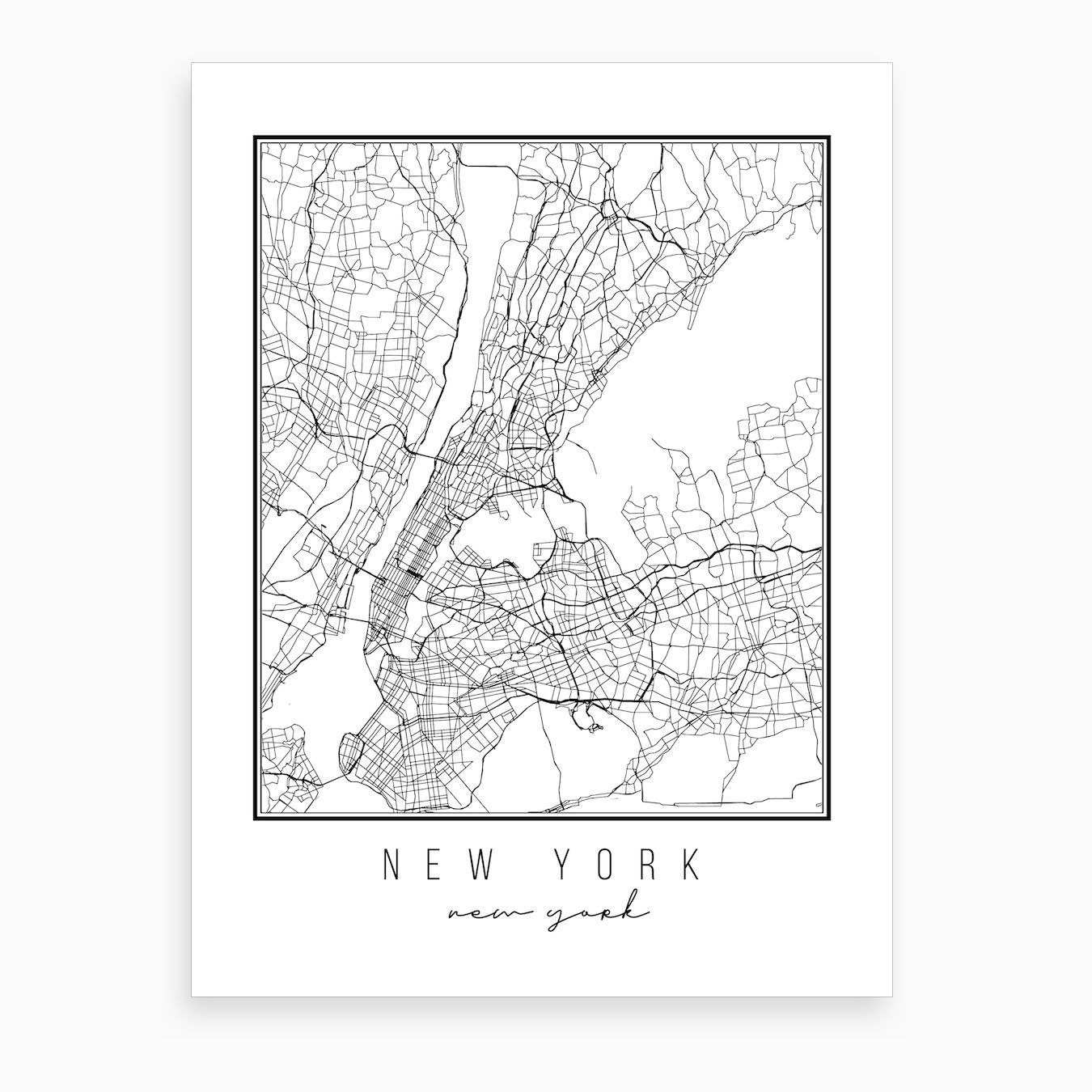 New York New York Street Map Art Print by Typologie Paper Co - Fy