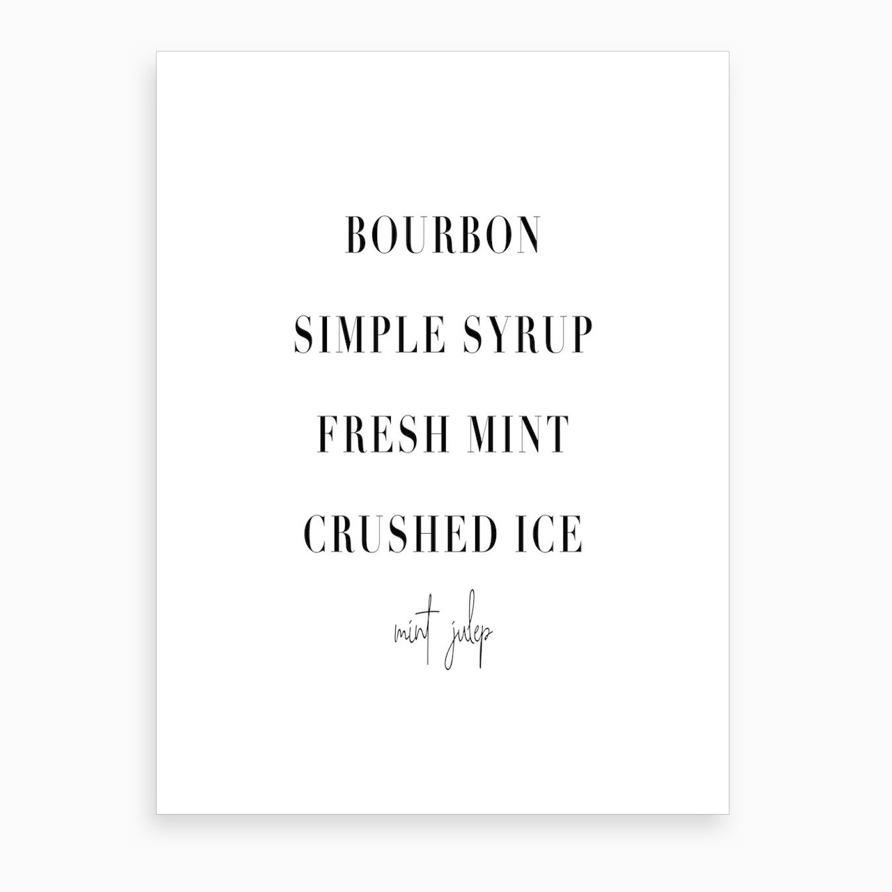 Mint Julep Cocktail Recipe Canvas Print by Typologie Paper Co Fy