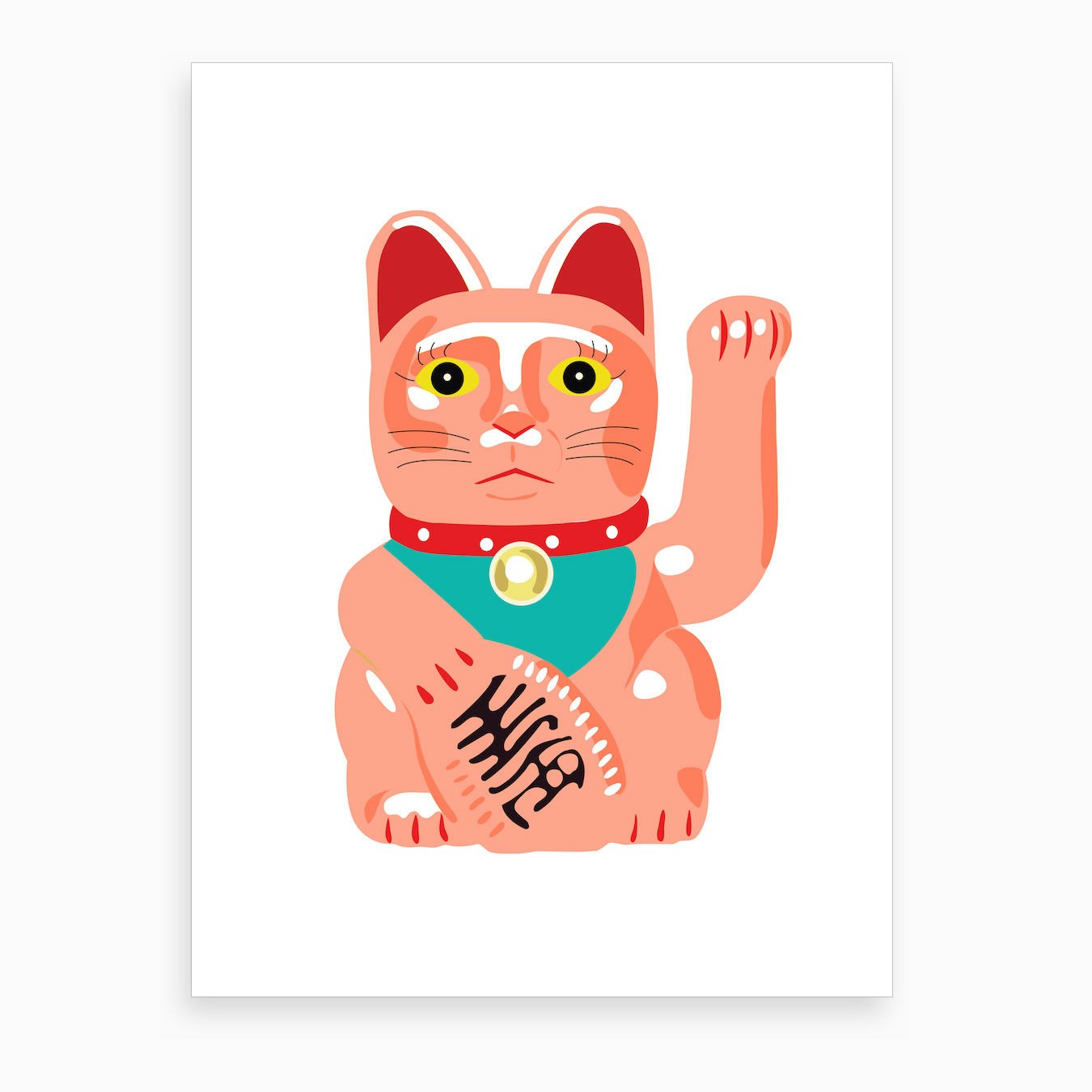 Lucky Cat Art Print by Colorfuel - Fy