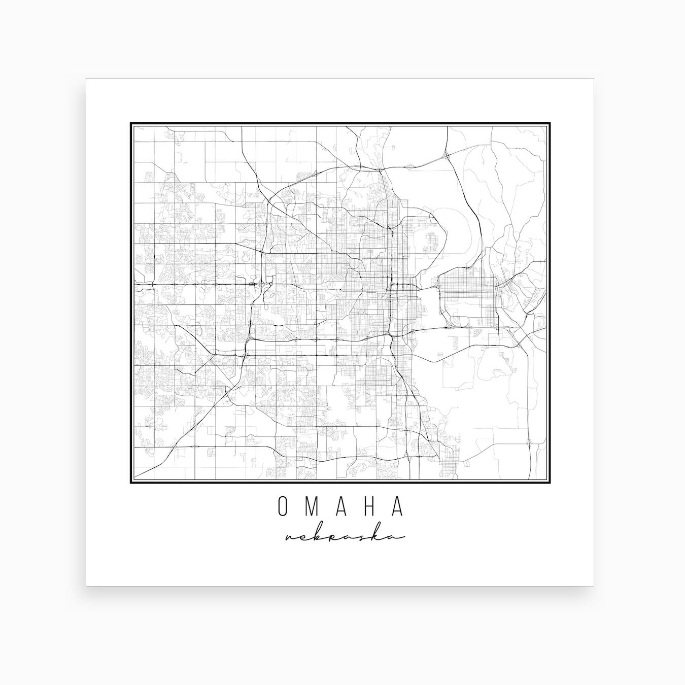 Omaha Nebraska Street Map Art Print by Typologie Paper Co - Fy