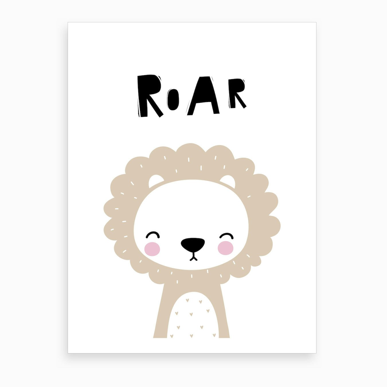 Scandi Roar Beige Lion Art Print by Pixy Paper - Fy