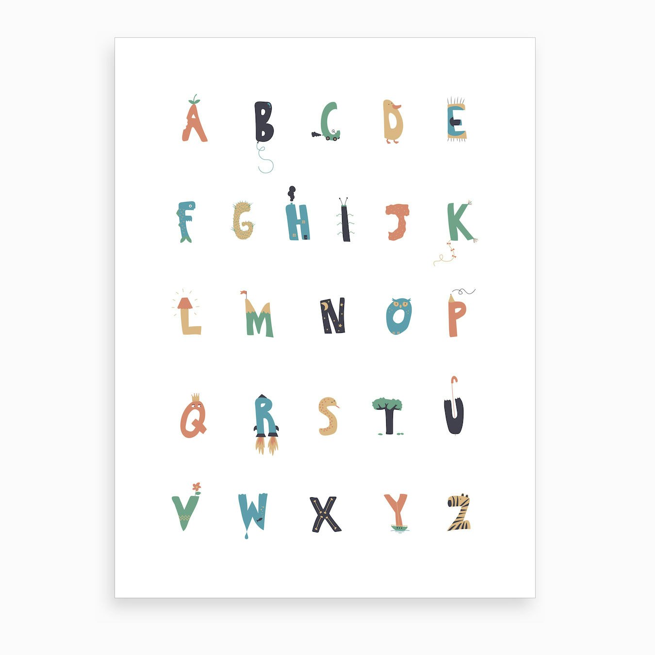 Apple To Zebra Alphabet Art Print by Kid of the Village - Fy