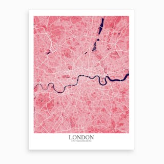 London Pink Purple Map Art Print by Mapply - Fy