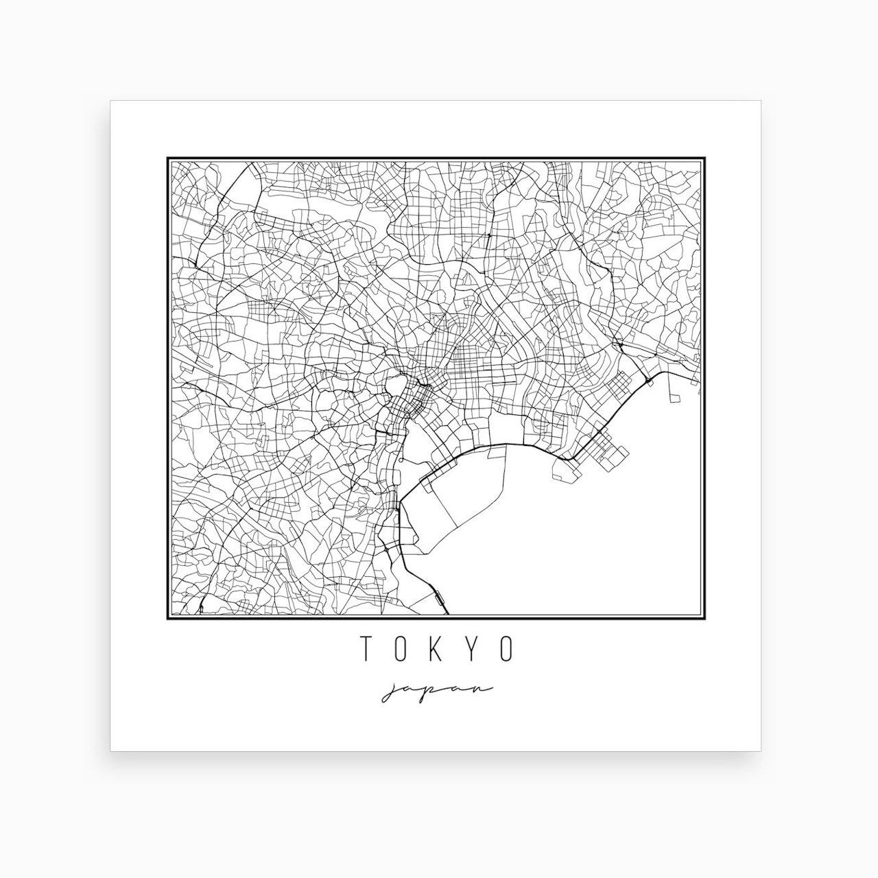 Tokyo Japan Street Map Art Print by Typologie Paper Co - Fy