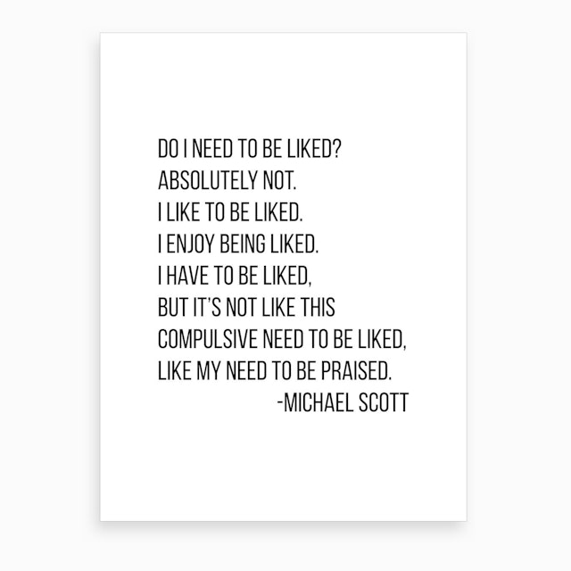 Do I Need To Be Liked Michael Scott Quote Canvas Print By Typologie Paper Co Fy