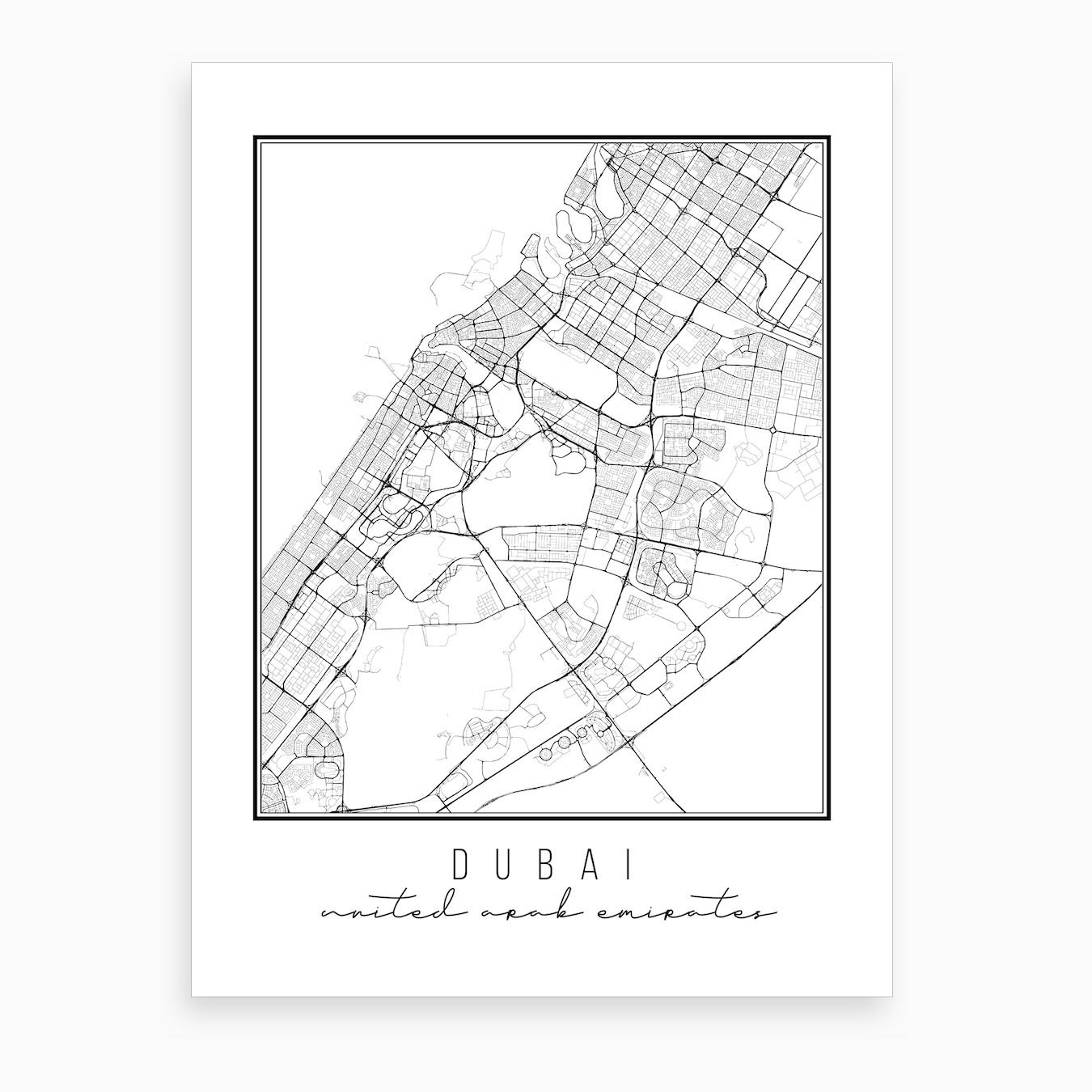 Dubai United Arab Emirates Street Map Art Print by Typologie Paper Co - Fy