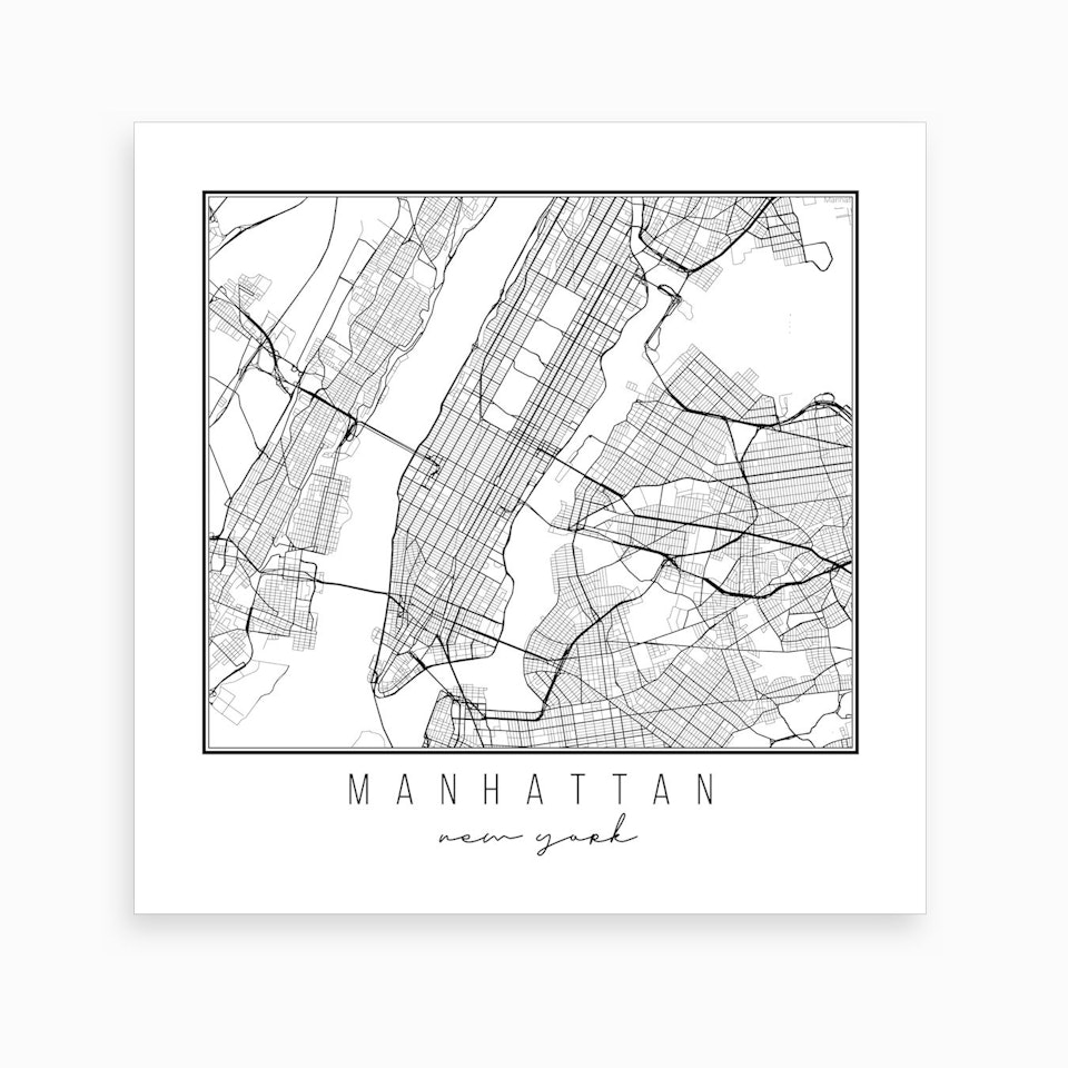 Manhattan New York Street Map Canvas Print by Typologie Paper Co Fy