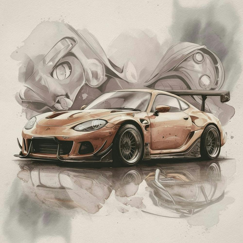 Toyota Supra A captivating and dreamy watercolor