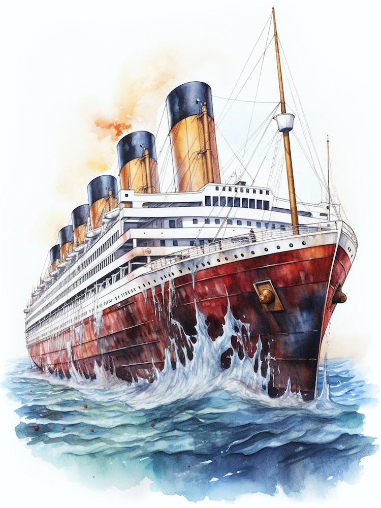 titanic ship sinking drawing